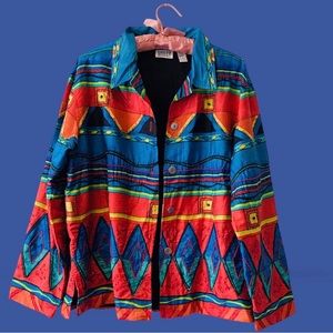 CHICO’S DESIGN VINTAGE SOUTHWEST PRINT COLORFUL SILK JACKET